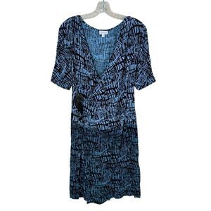 A Pea In The Pod Dress Wrap Midi in Blue Print Jersey Comfortable Maternity M